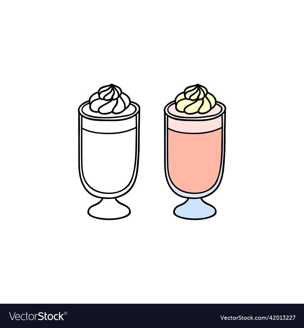 Doodle outline and colored milkshake Royalty Free Vector