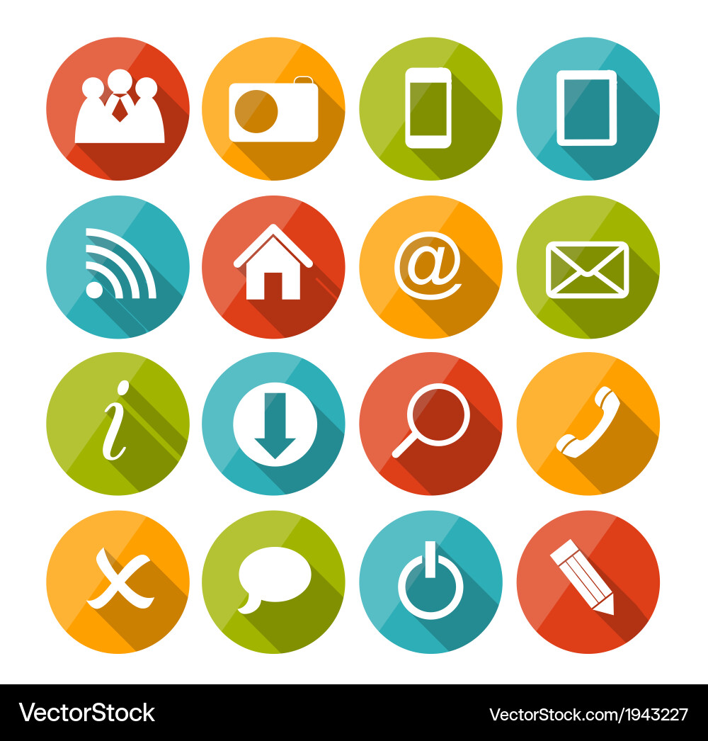 Flat icon set for web Royalty Free Vector Image