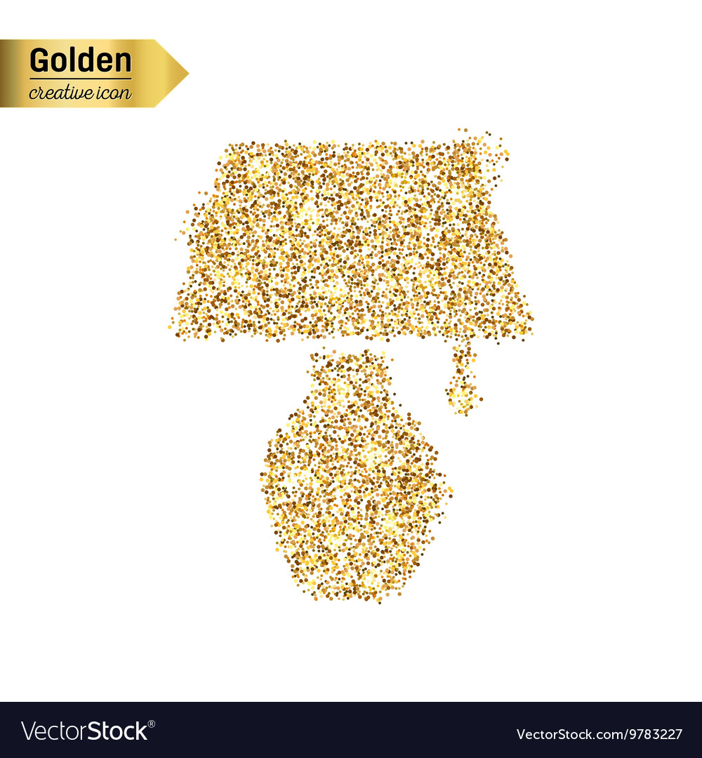 Gold Glitter Icon Of Lamp Isolated On Royalty Free Vector Gold Glitter Icon Of Lamp Isolated On Vector Image