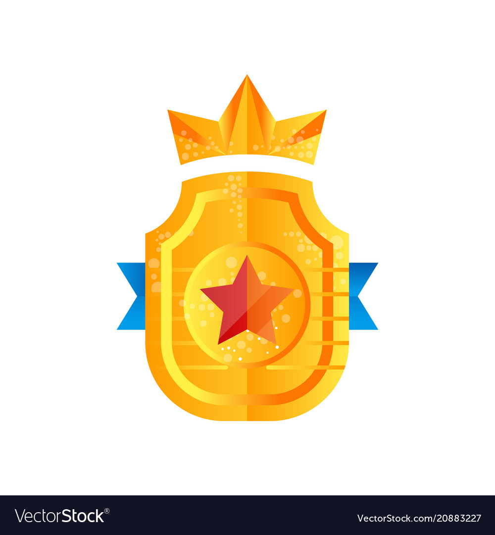 Golden shield award with crown heraldic symbol