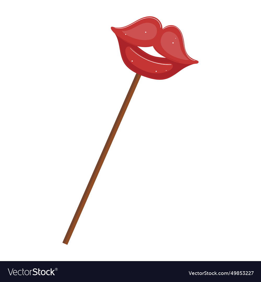 Red kiss lips on stick prop for photo booth