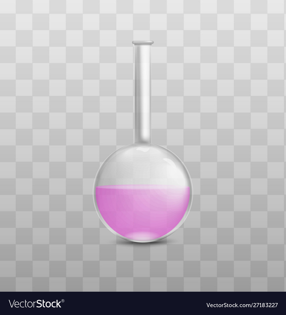 Round Glass Beaker With Purple Liquid Isolated On Vector Image