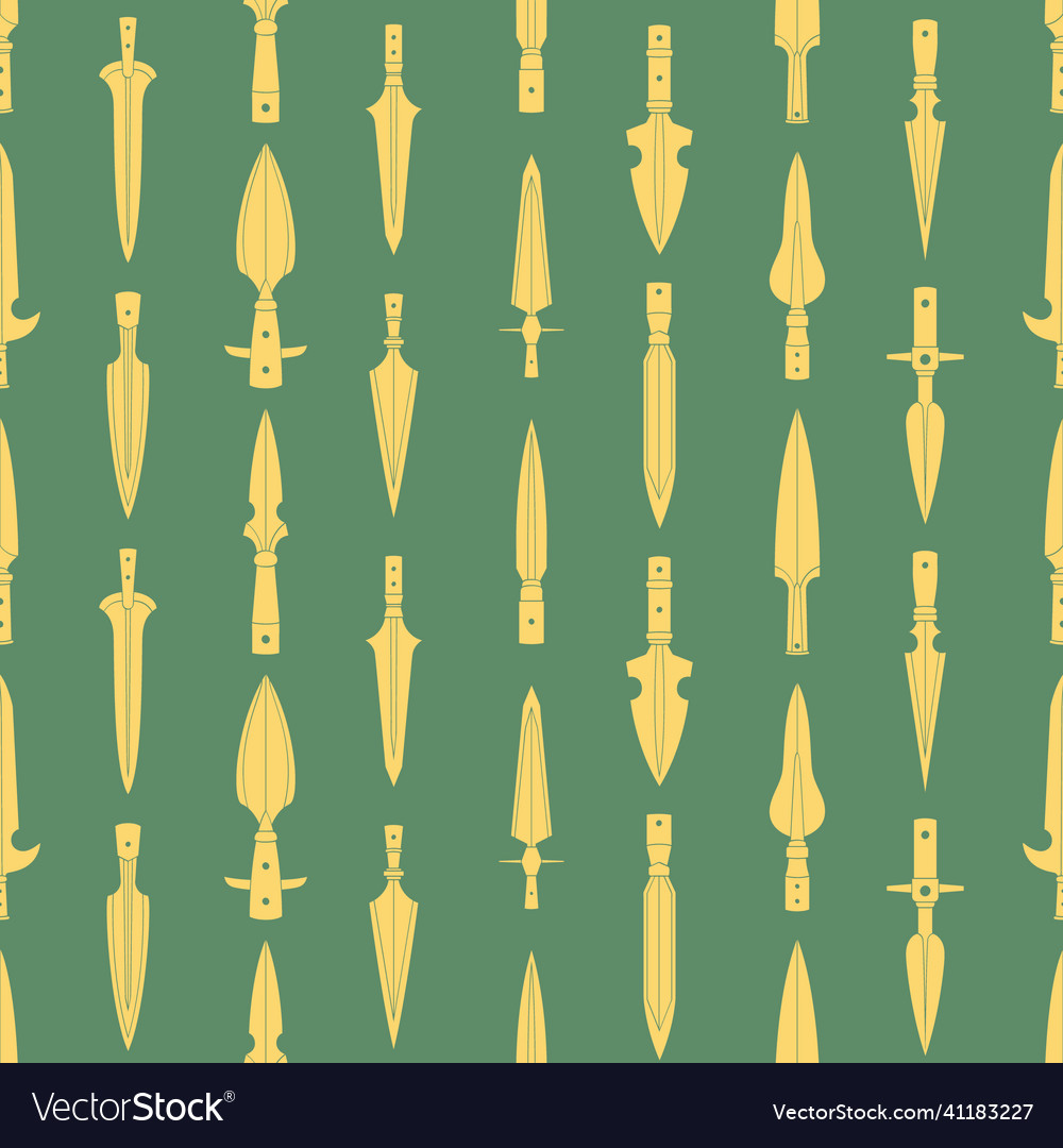 Seamless pattern with ancient spearheads