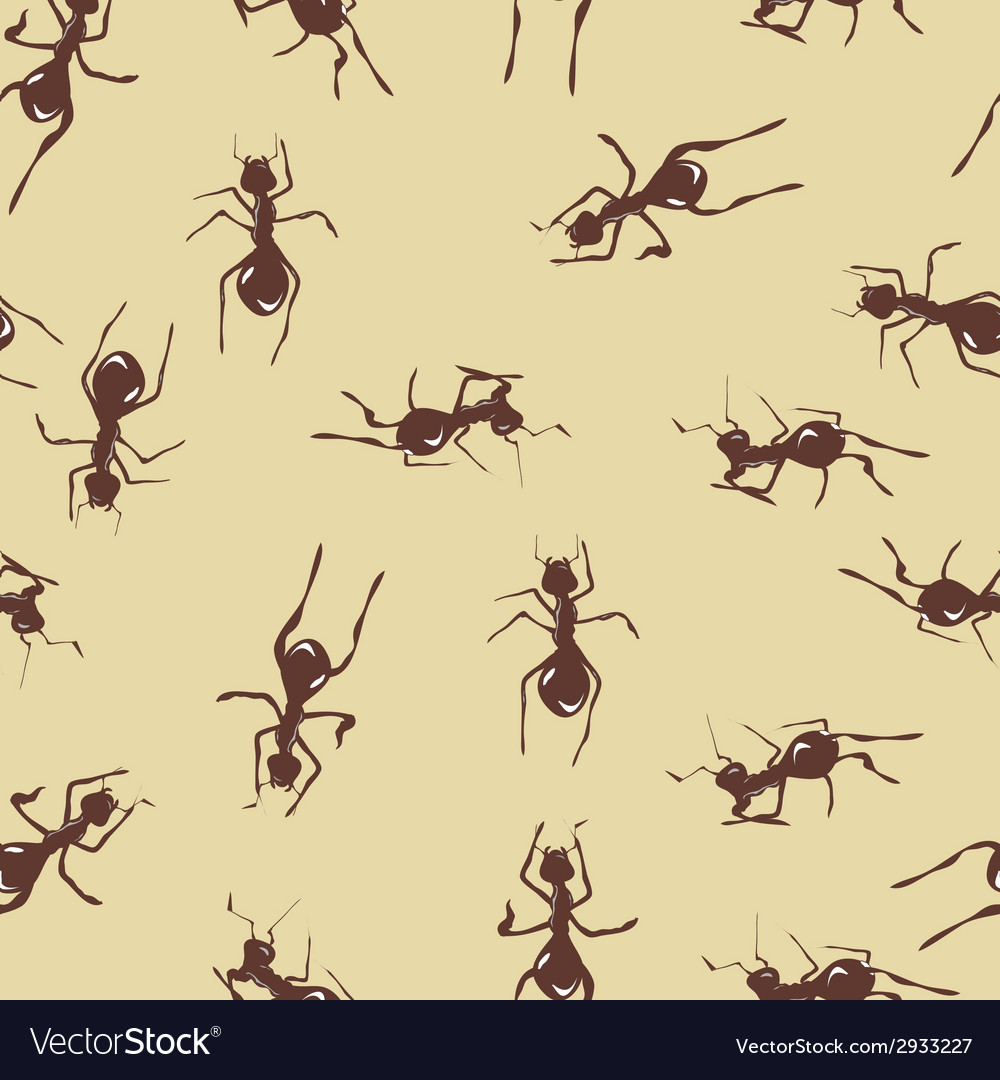 Seamless pattern with cute many brown ants