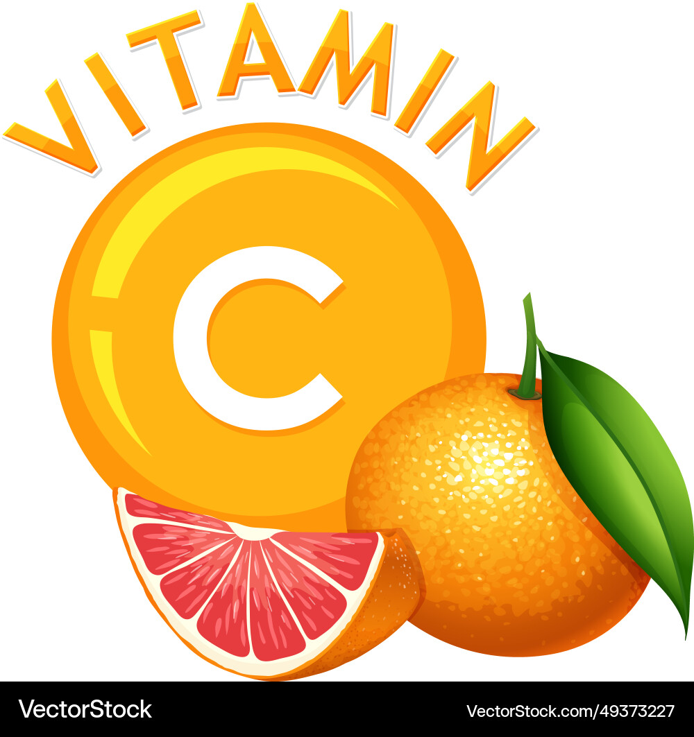 Vitamin c content in orange cartoon Royalty Free Vector