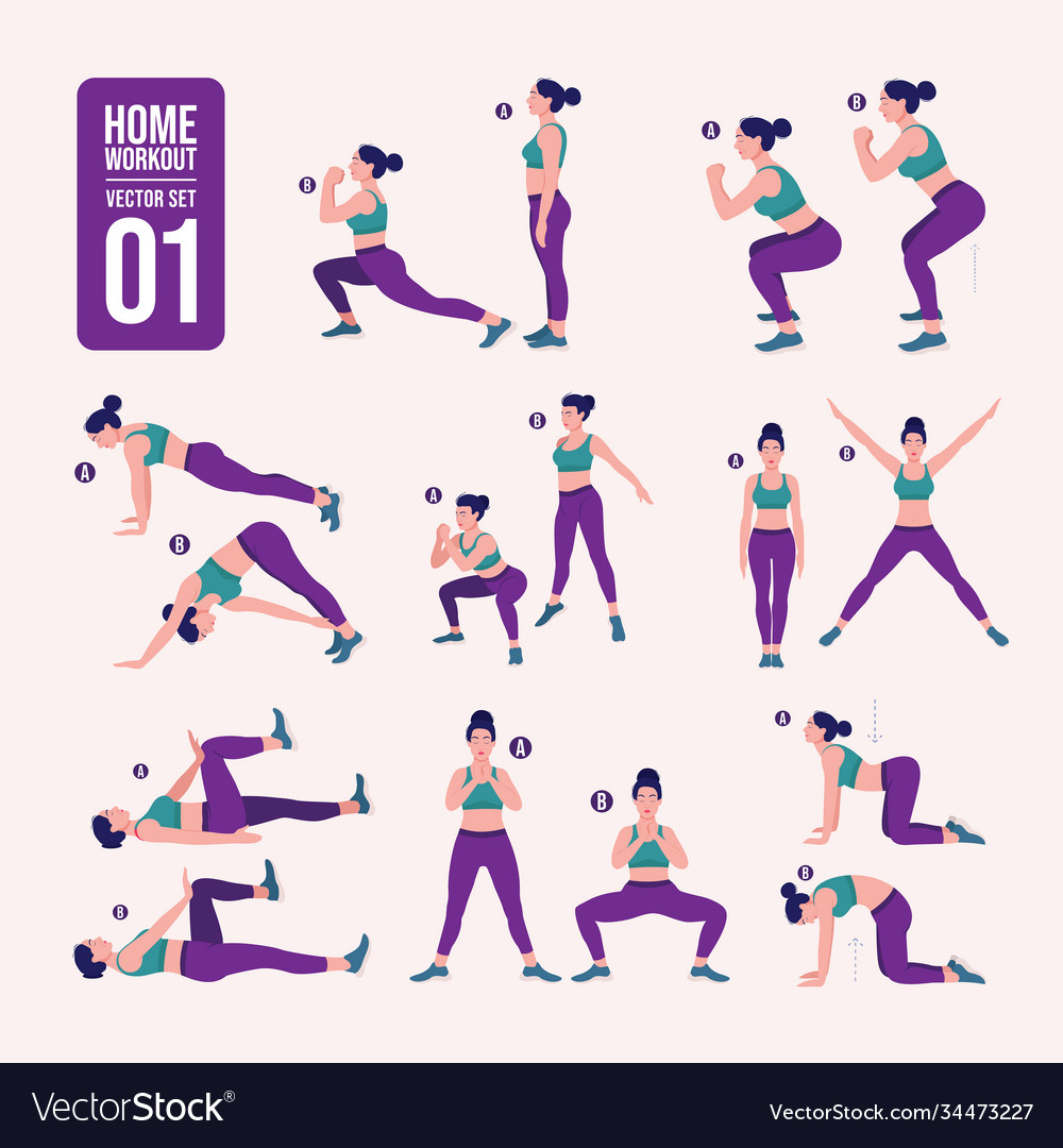 Women workout set exercise set Royalty Free Vector Image