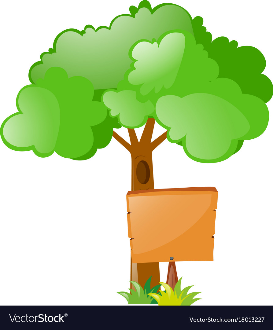 Wooden sign under the tree Royalty Free Vector Image