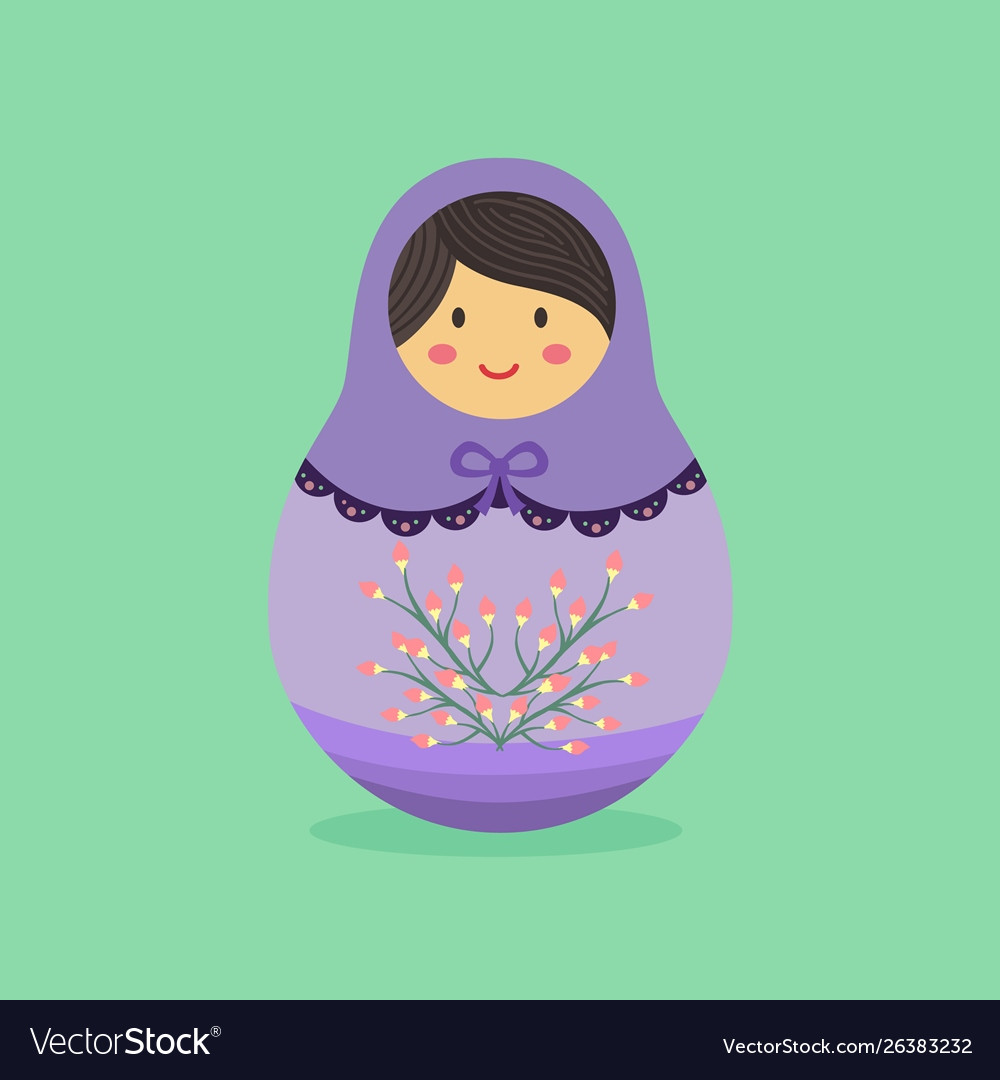 Cute russian doll purple Royalty Free Vector Image