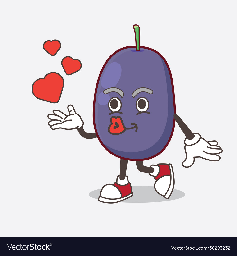 Java plum cartoon mascot character with angry face
