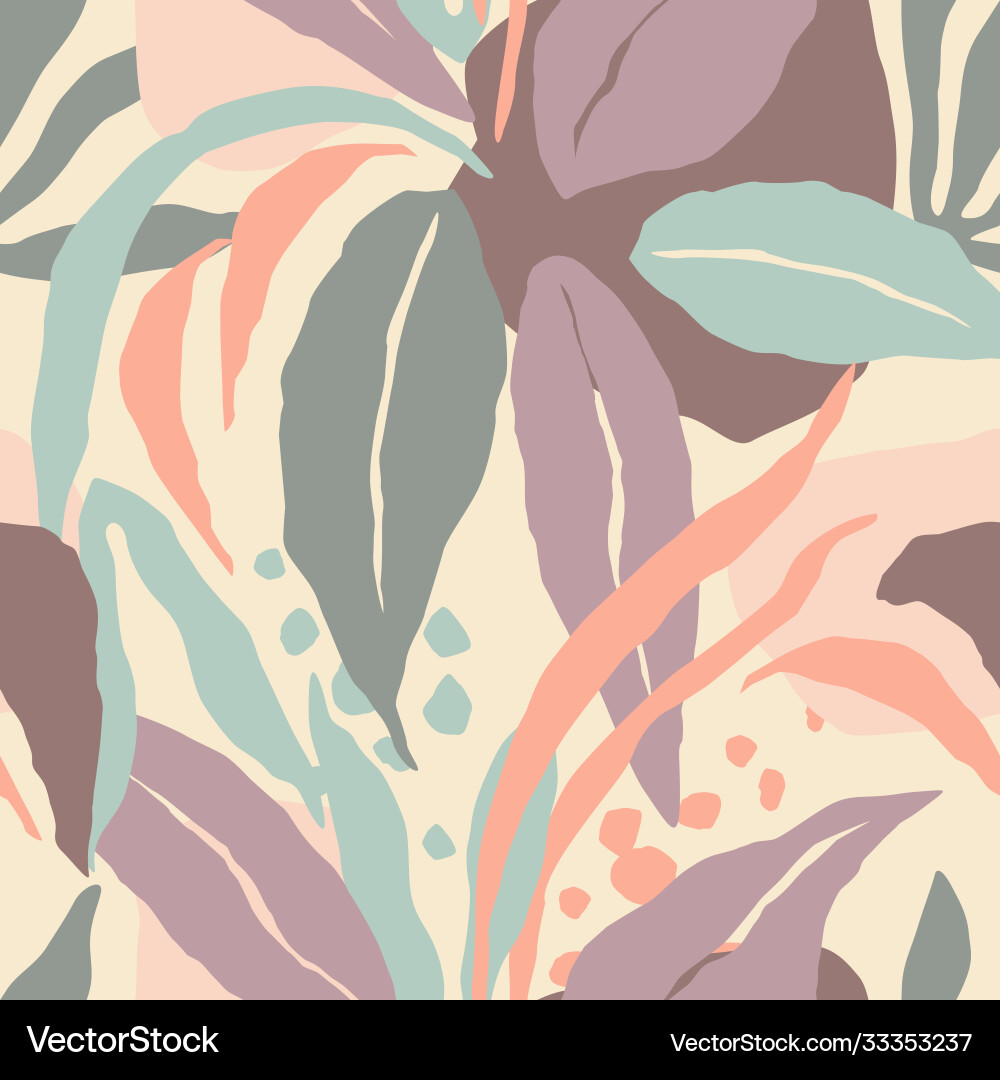 Artistic seamless pattern with abstract leaves Vector Image