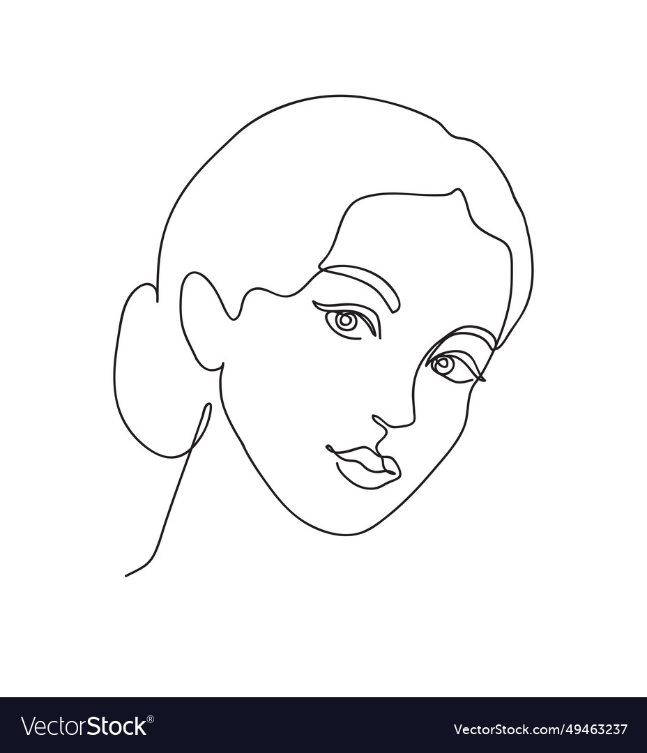 Beautiful girl continuous one line drawing Vector Image