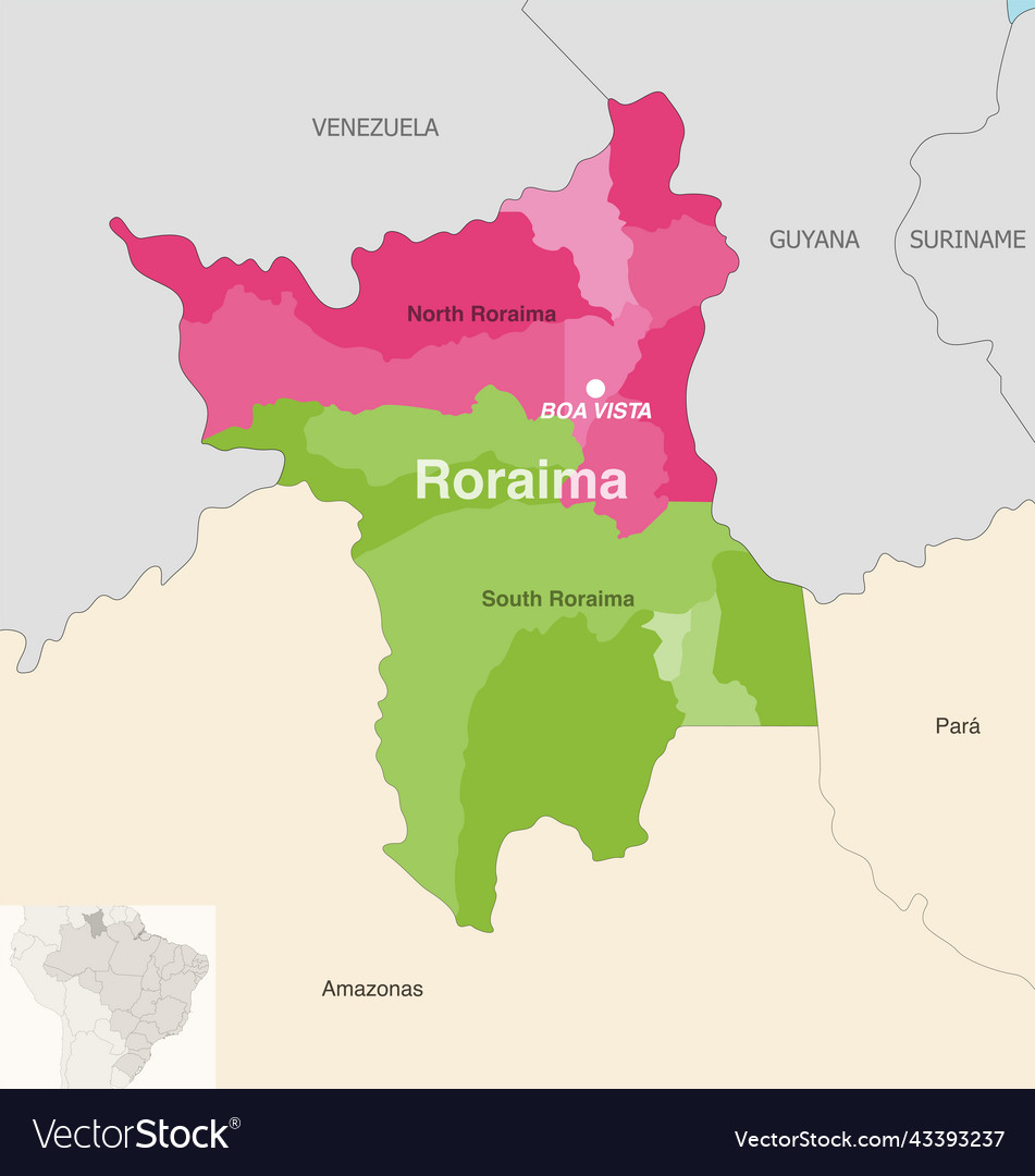 Brazil state rondonia administrative map showing Vector Image