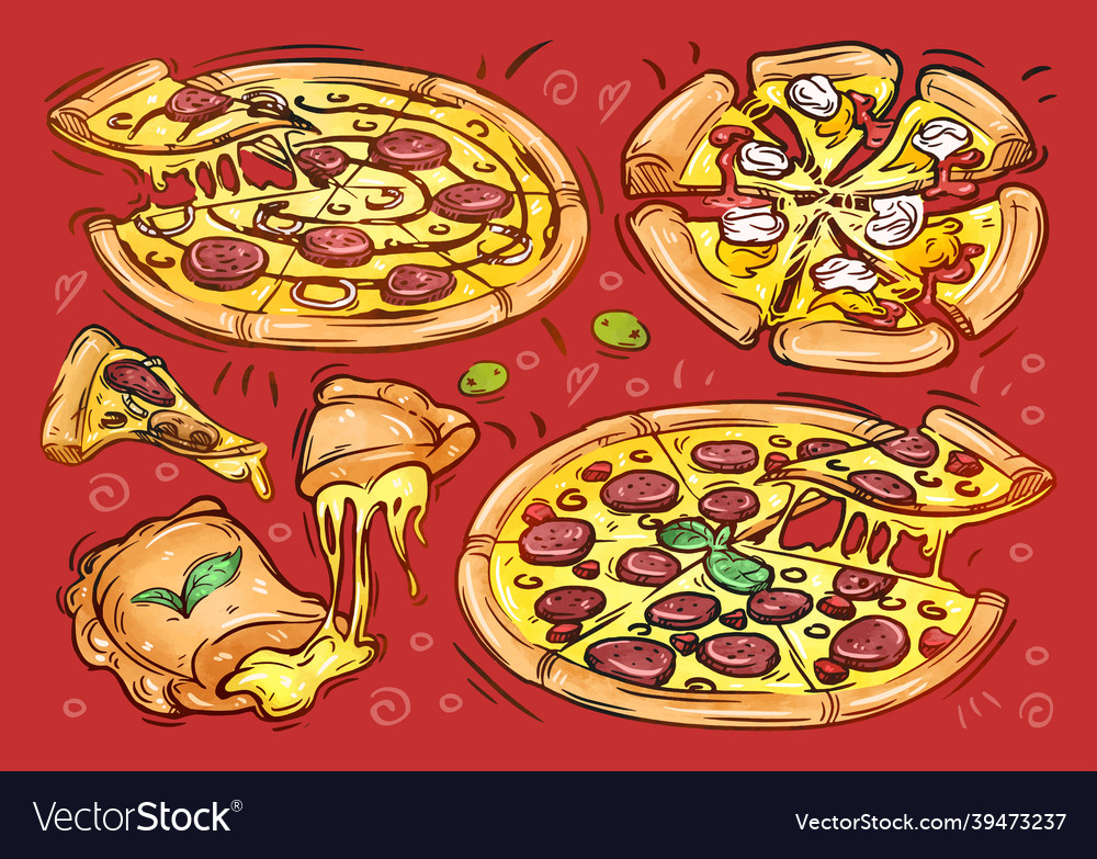 Fast food hand drawn sketch pizza calzone Vector Image
