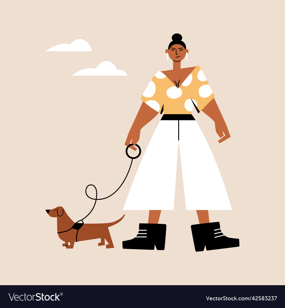 Female character with dog abstract geometric