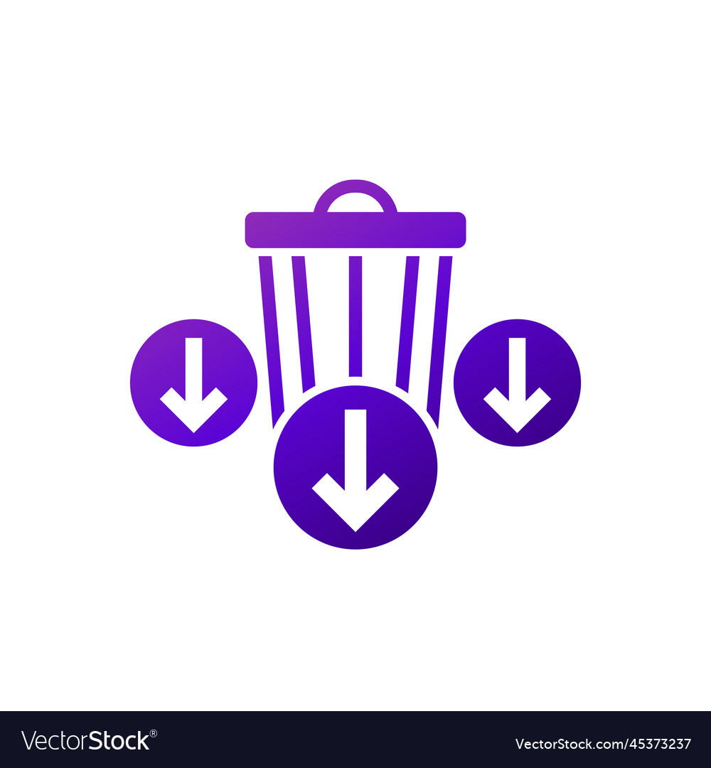 Reduce waste icon with a trash bin and arrows