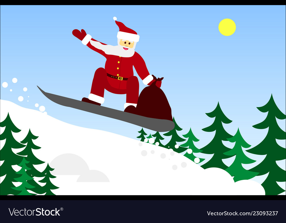 bag of gifts on a snowboard Vector Image