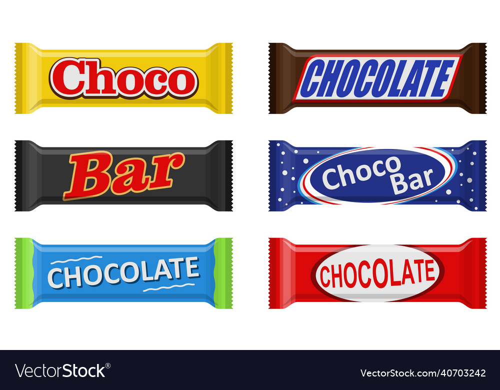 Chocolate bar of candy set isolated on white