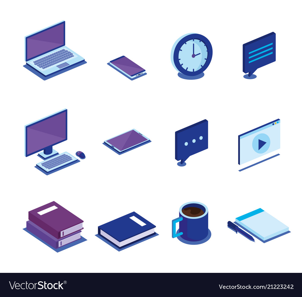 Digital technology isometrics icons Royalty Free Vector