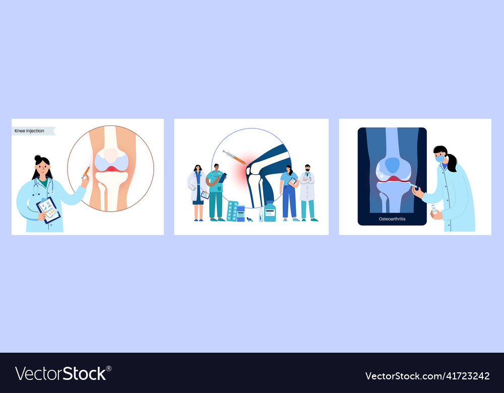 Knee injection procedure Royalty Free Vector Image