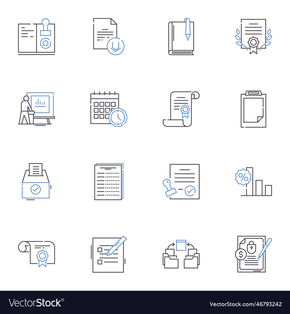 Outlining steps line icons collection plan