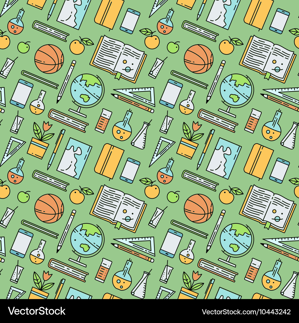 School supplies seamless pattern Royalty Free Vector Image