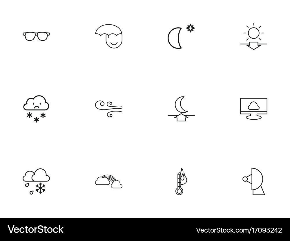 Set 12 editable weather outline icons includes Vector Image