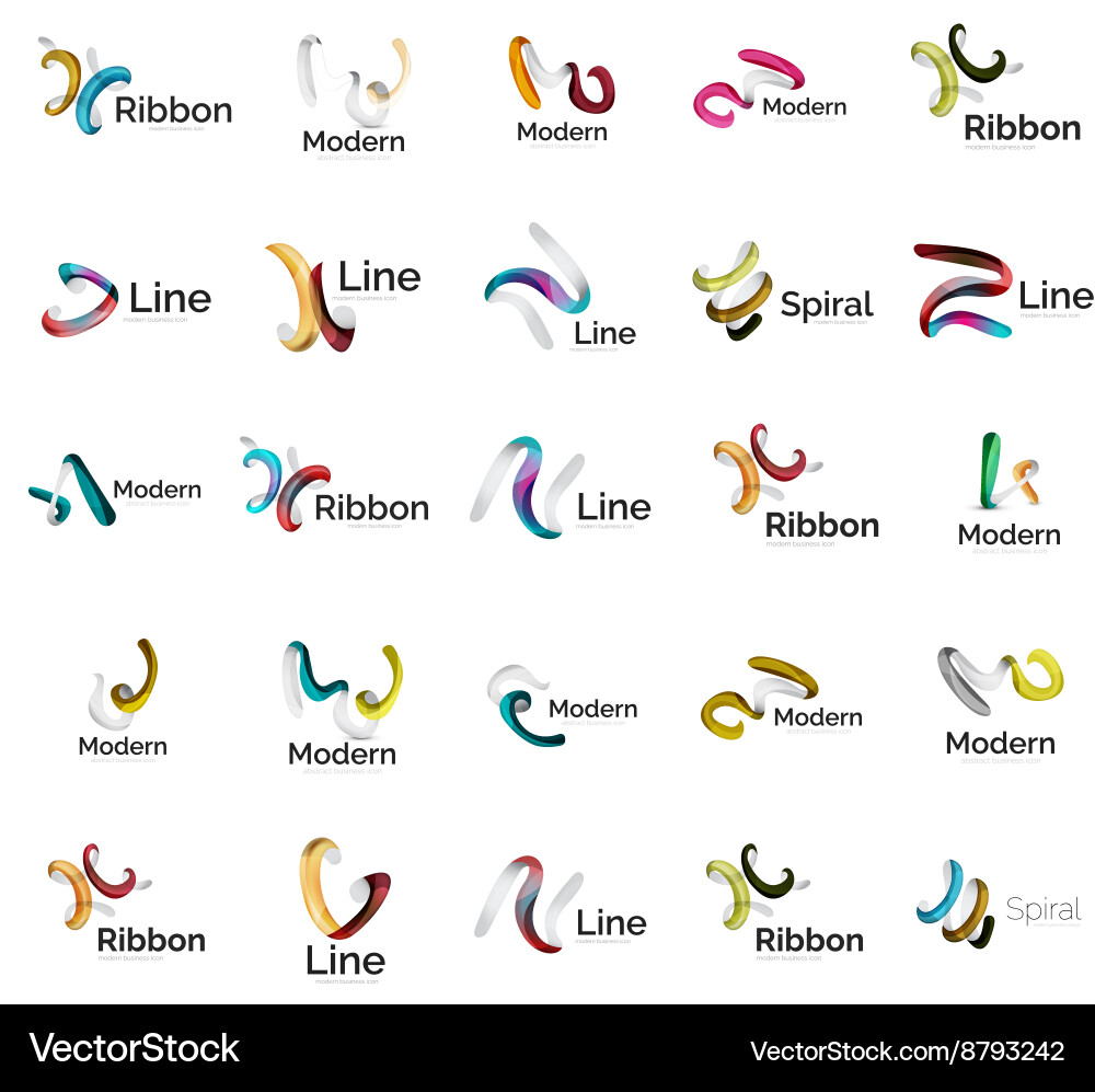 Set abstract ribbon logo icons Royalty Free Vector Image