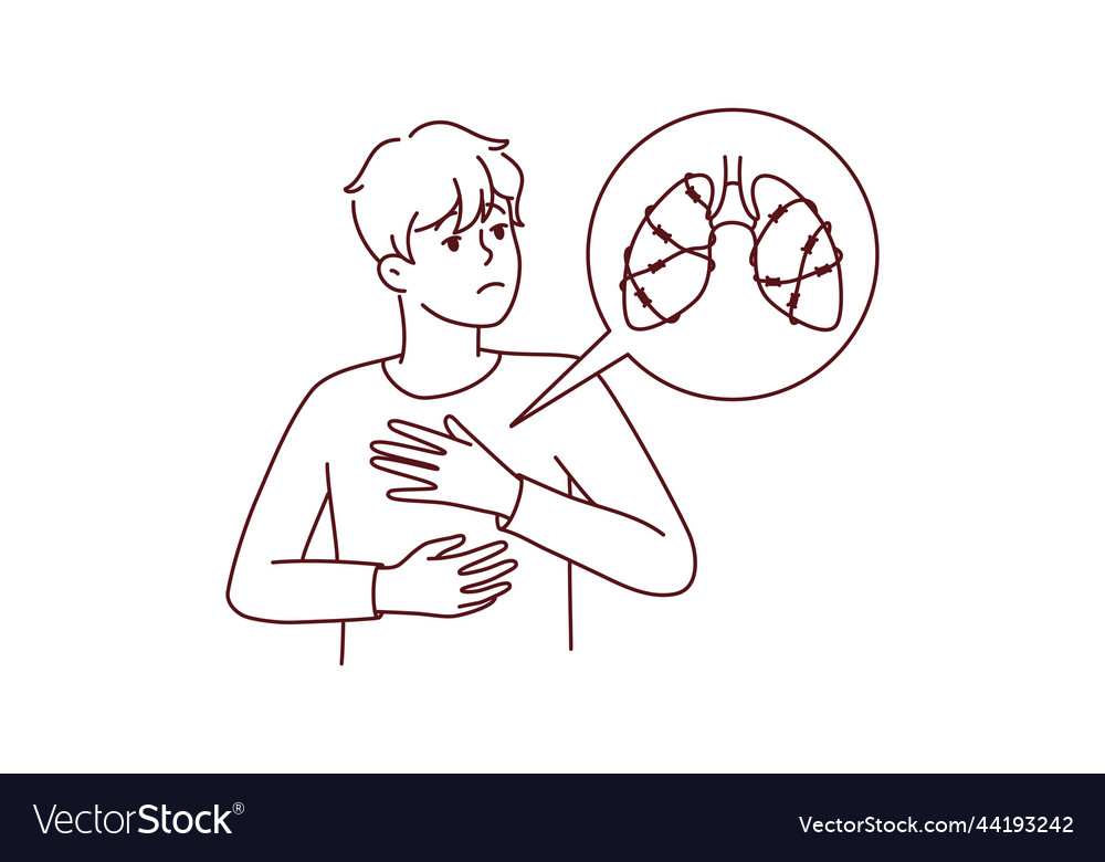 Unhealthy man suffer from lung disease Royalty Free Vector