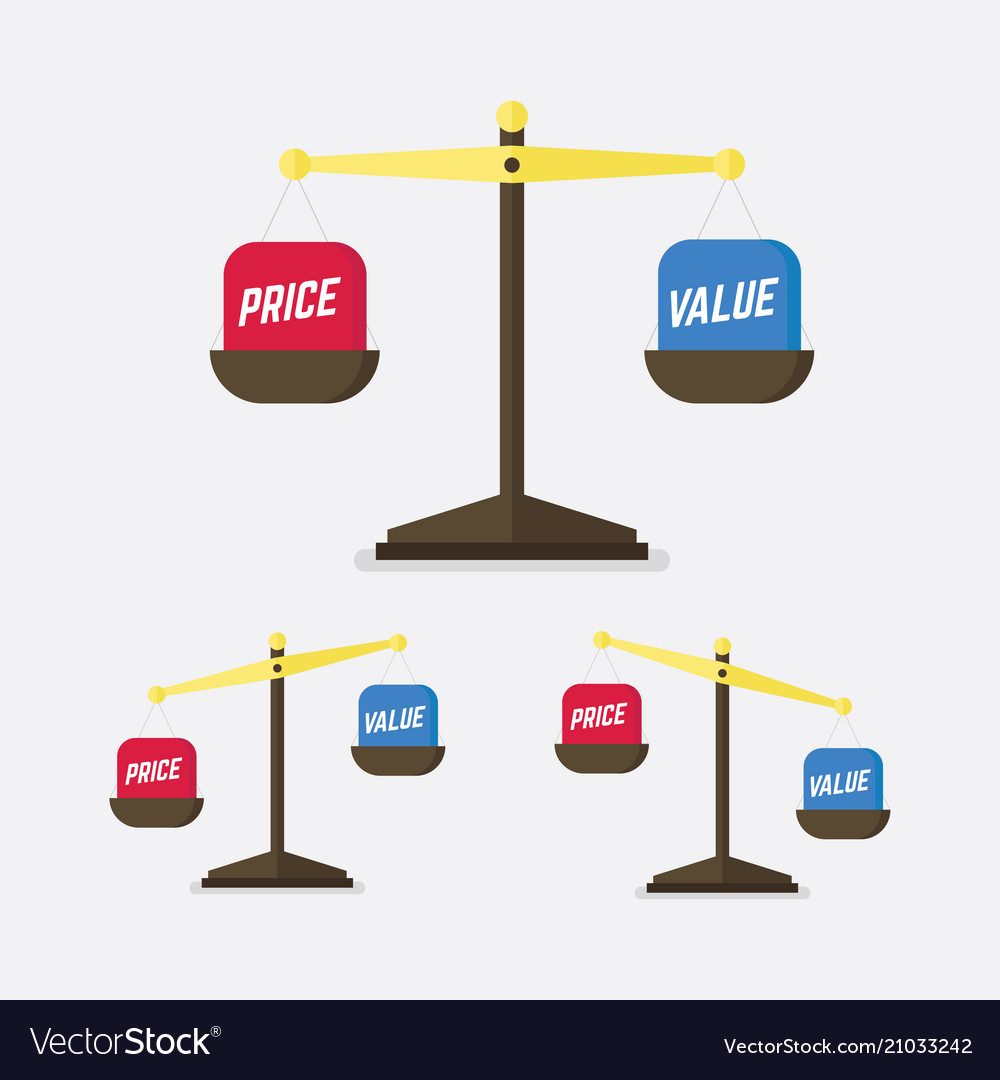 Value and price balance on scale Royalty Free Vector Image