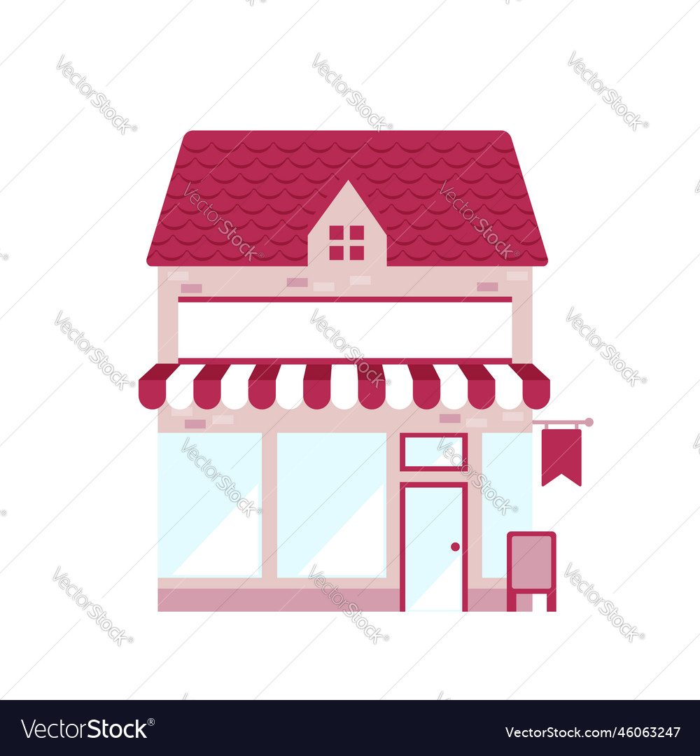 Cartoon small shop flat design front view