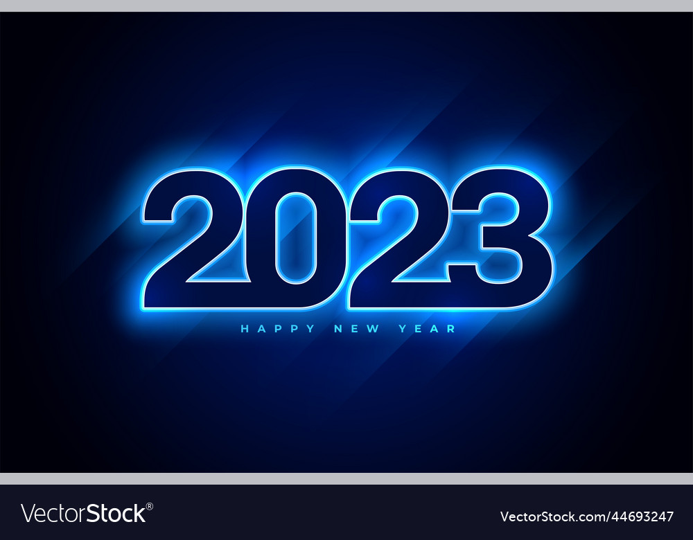 Happy new year 2023 holiday background with neon Vector Image