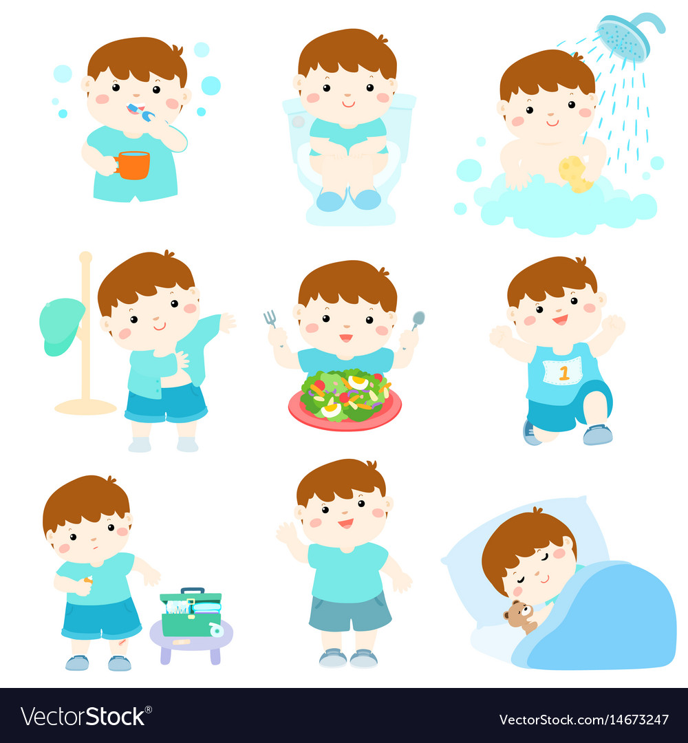 Healthy hygiene for boy cartoon Royalty Free Vector Image