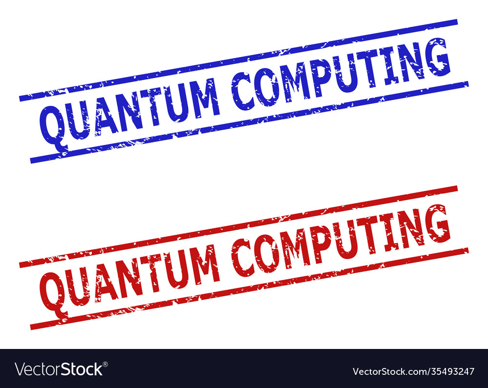 Quantum computing stamps with rubber style Vector Image