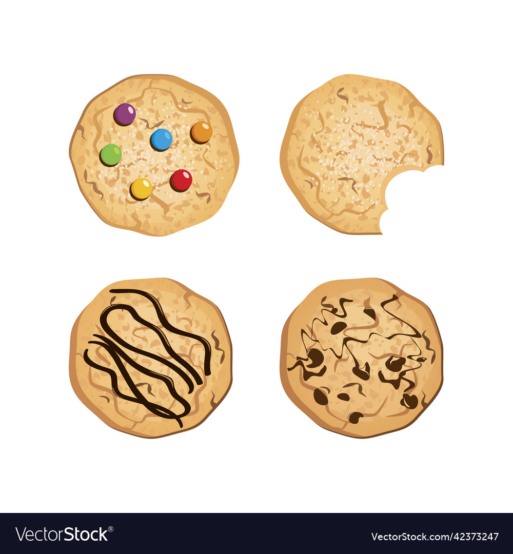 Round cookies icon set Royalty Free Vector Image