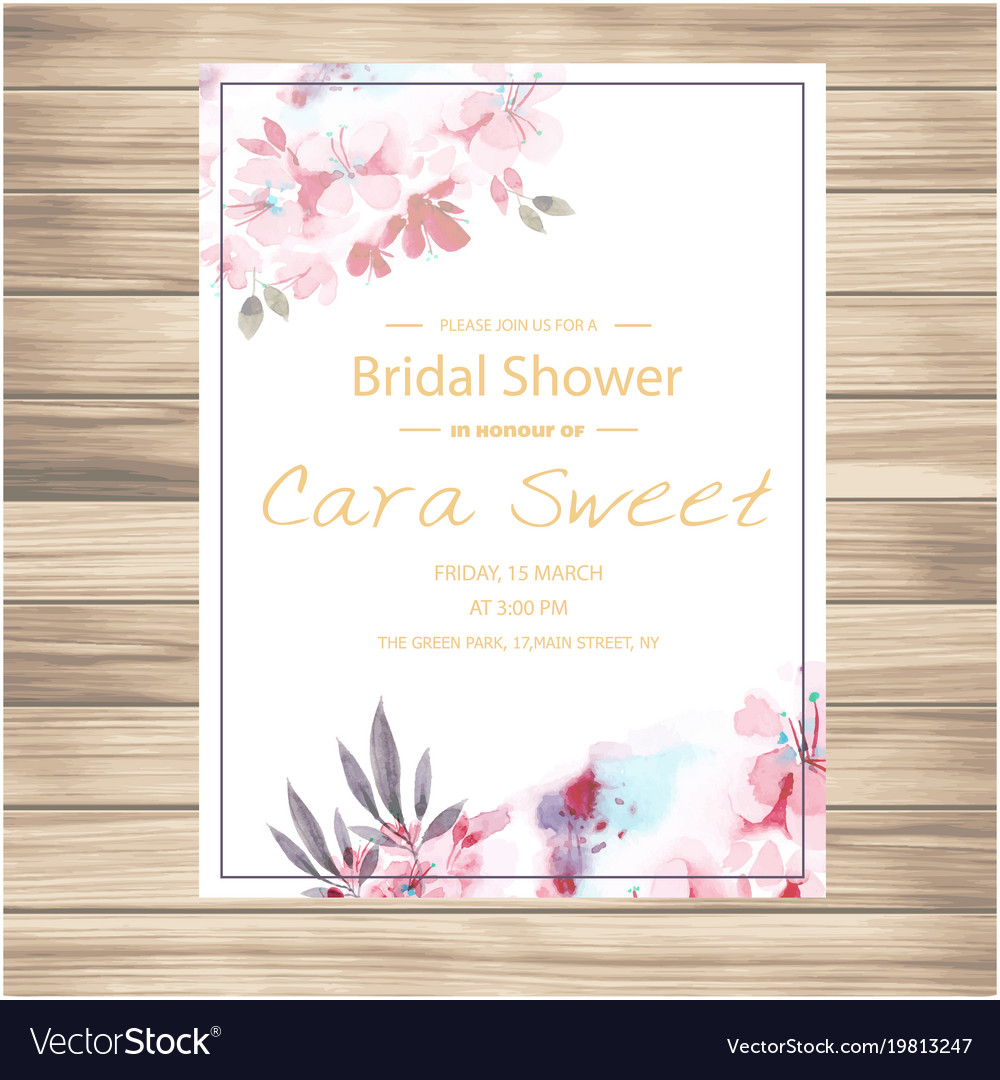Wedding Invitation Pink Fl Vanilla Colour Back Wedding Invitation Pink Fl Vanilla Colour Back Vector Image