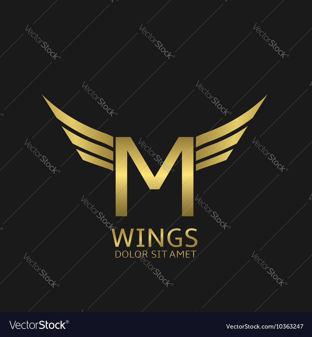 Wings m letter logo Royalty Free Vector Image - VectorStock
