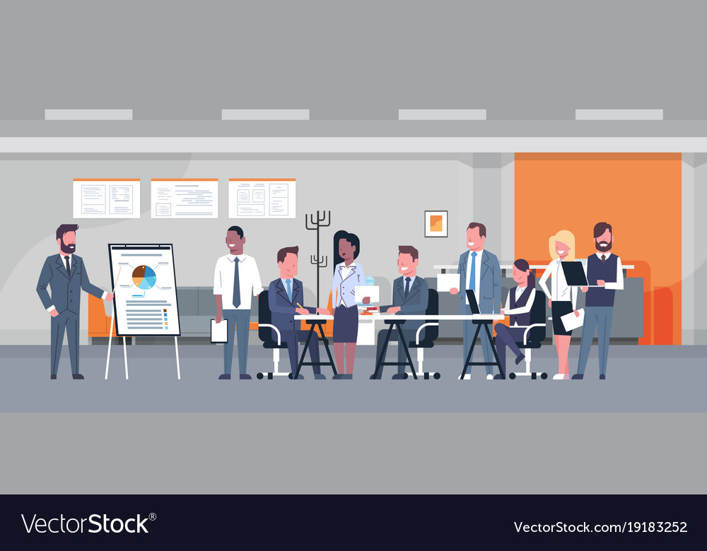 Business presentation concept team brainstorming Vector Image