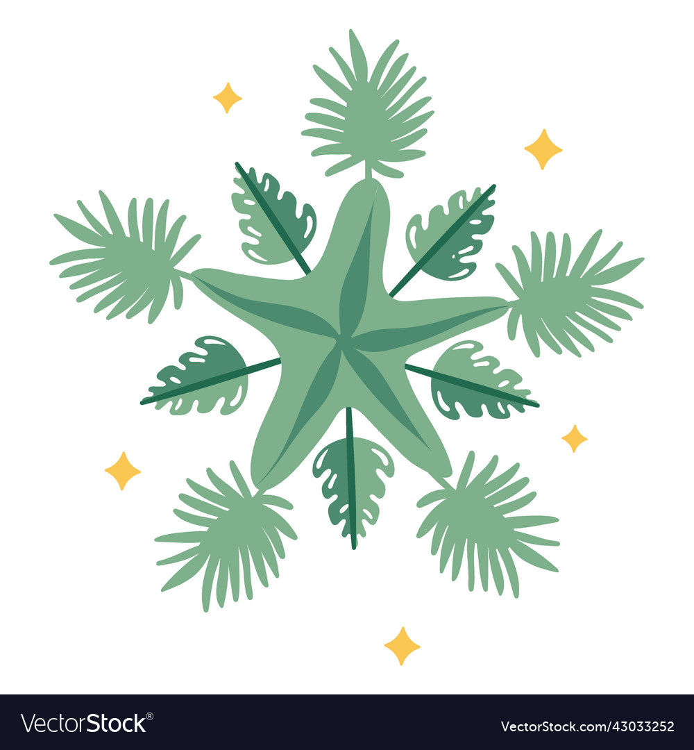 Christmas decoration starfish flat Royalty Free Vector Image