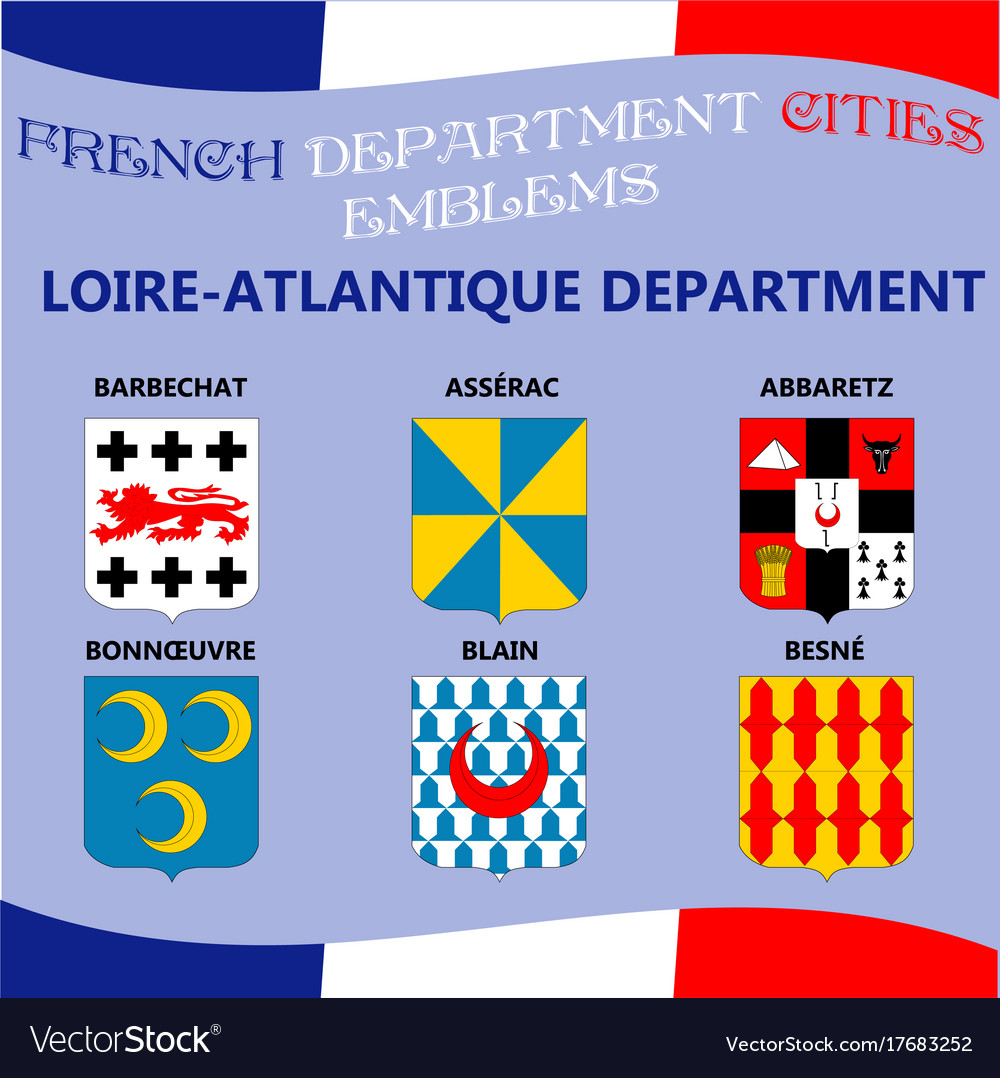 Flags and emblems of french department cities Vector Image