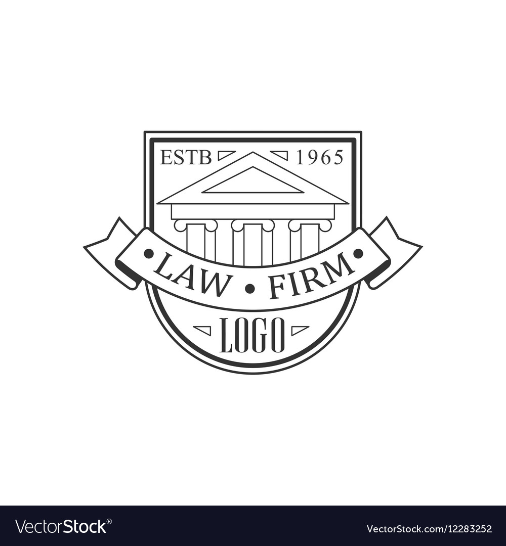 Law firm and lawyer office black white logo Vector Image