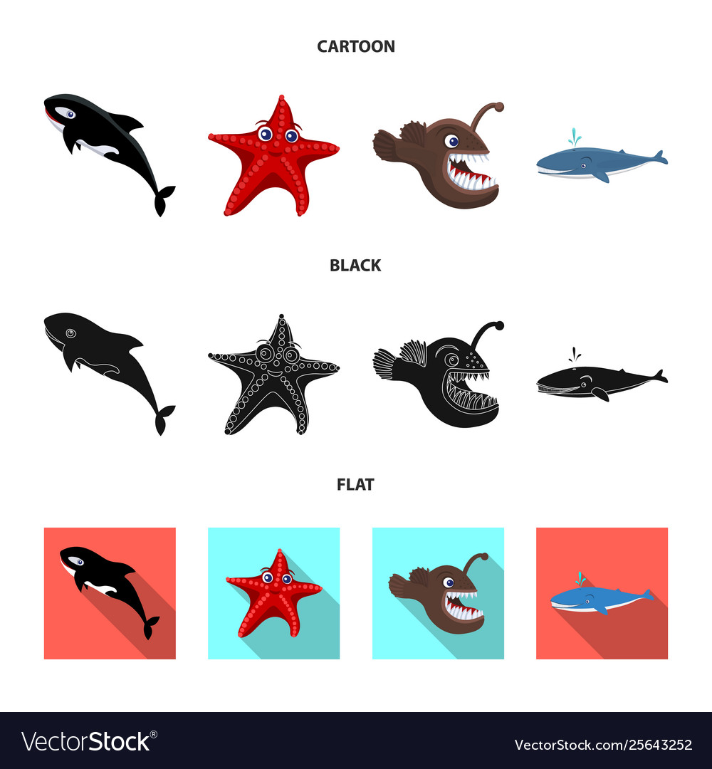 Sea and animal icon set