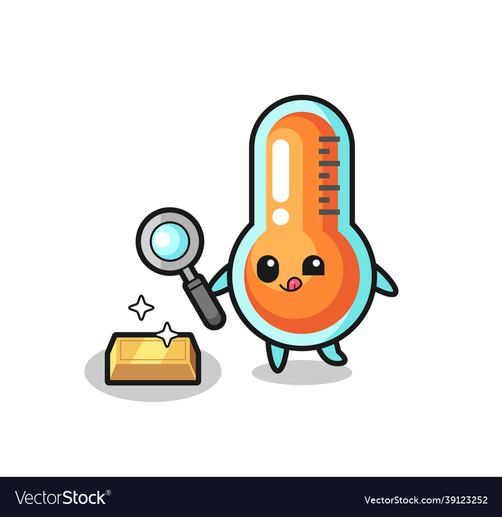 Thermometer character is checking Royalty Free Vector Image
