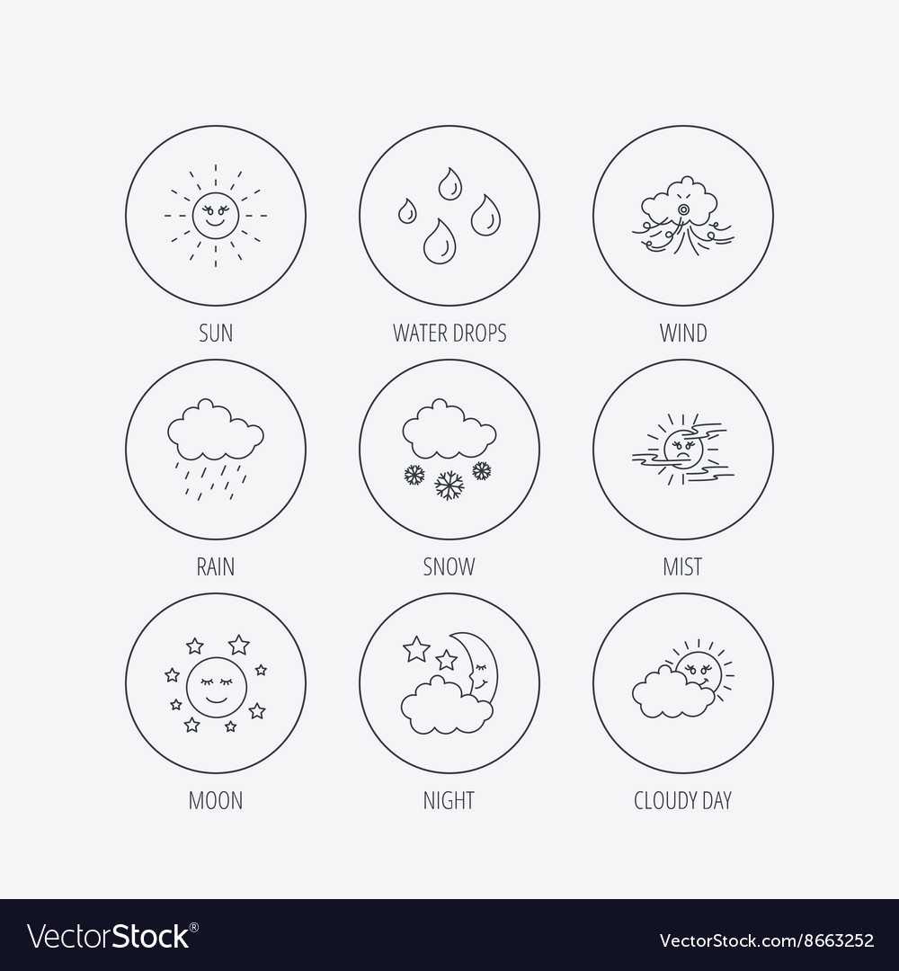 Weather sun and rain icons moon night