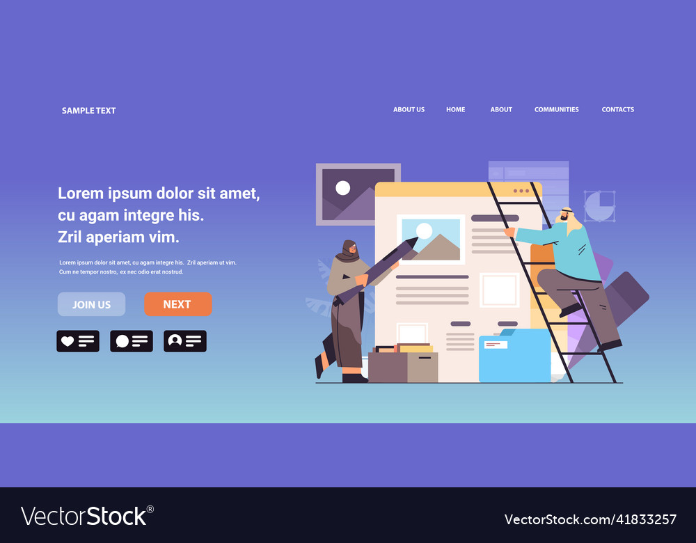 Arab developers couple creating website ui