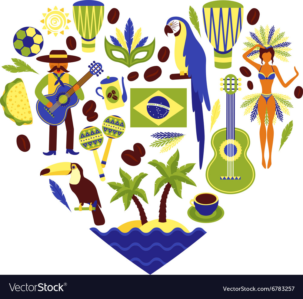 Brazil decorative set Royalty Free Vector Image