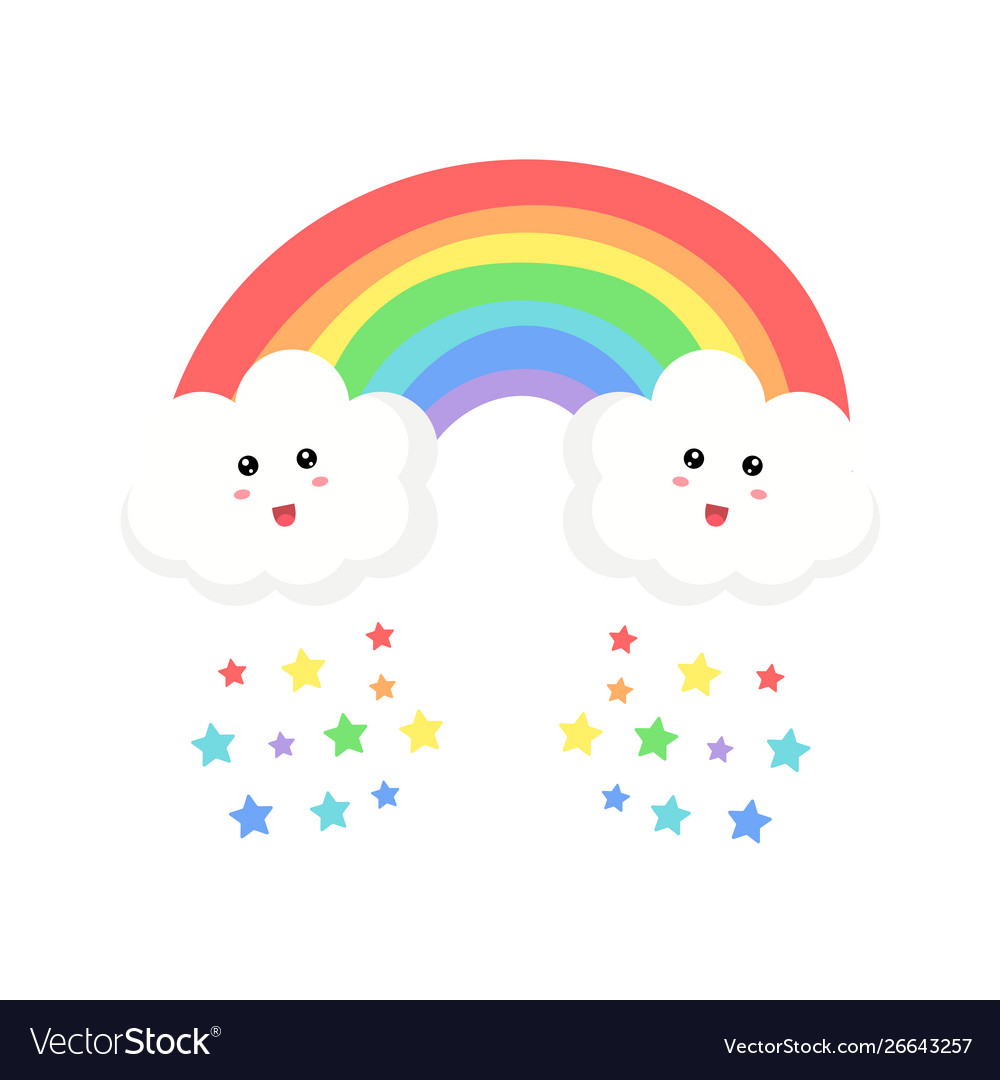 Child drawing rainbow arc Royalty Free Vector Image