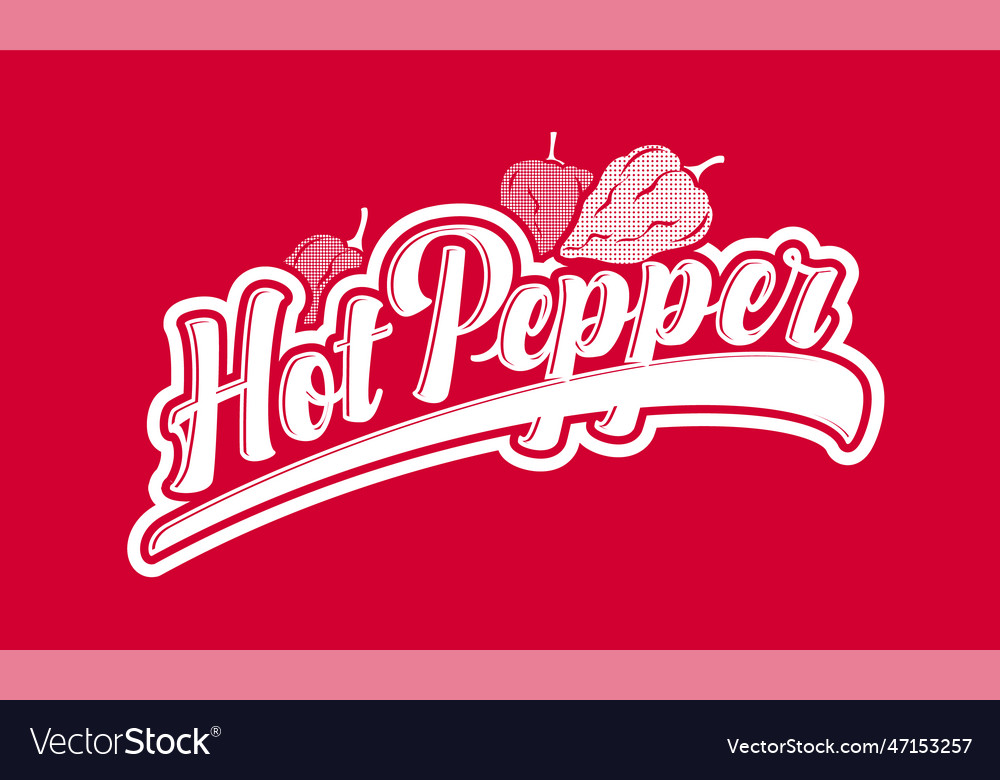 Hot pepper logo red letters with habanero peppers