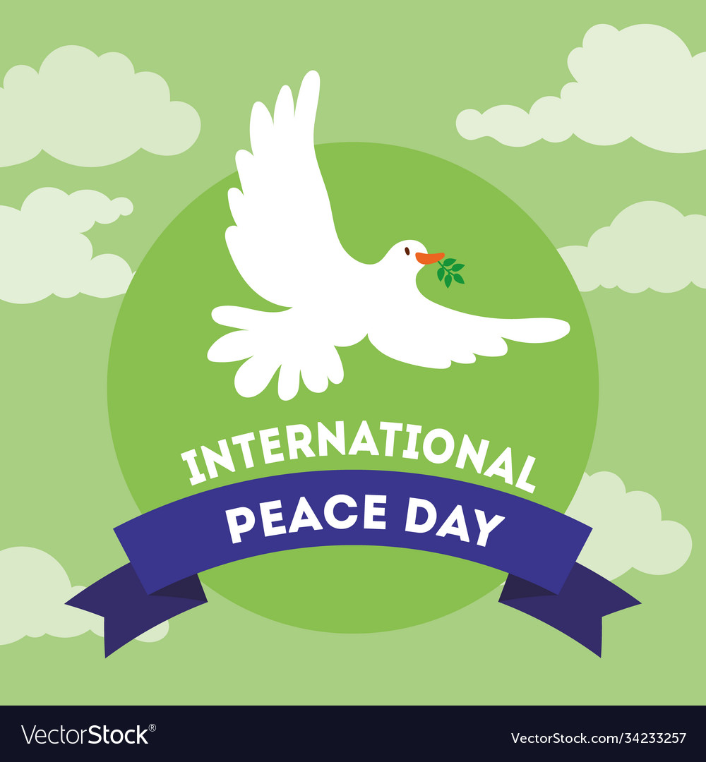 International day peace lettering with dove Vector Image