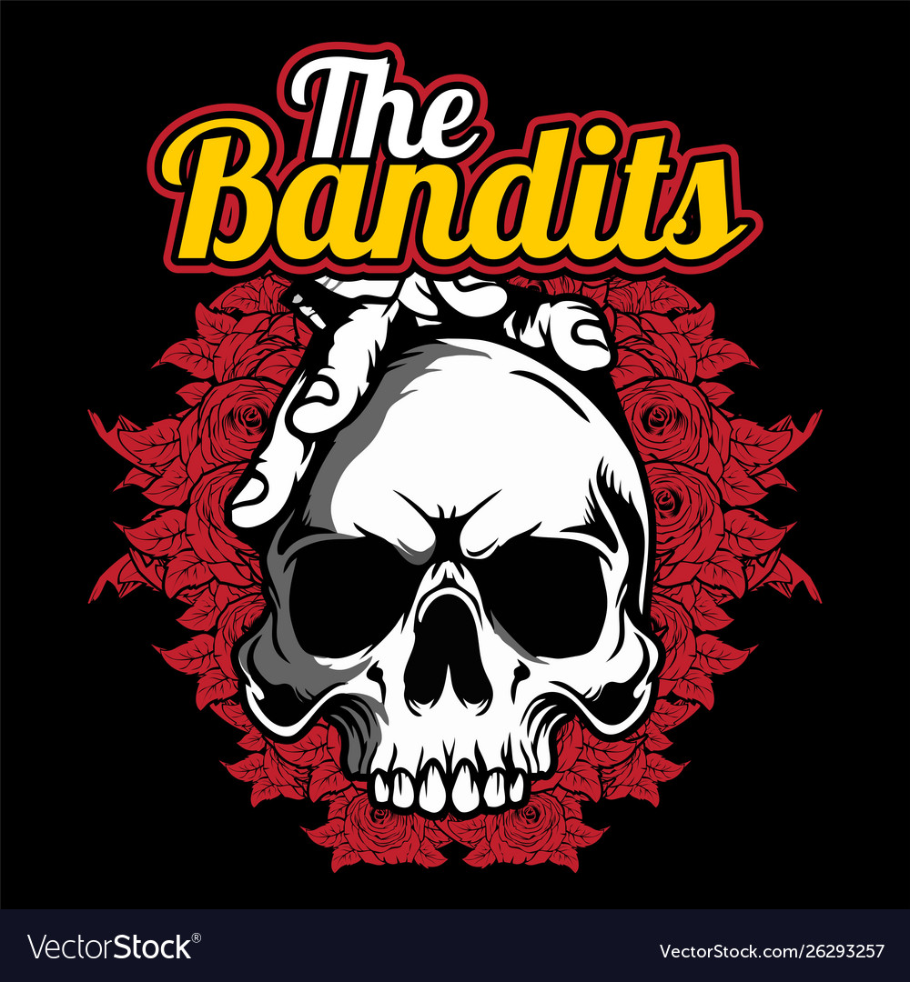 Skull bandits hand drawingshirt designs biker Vector Image