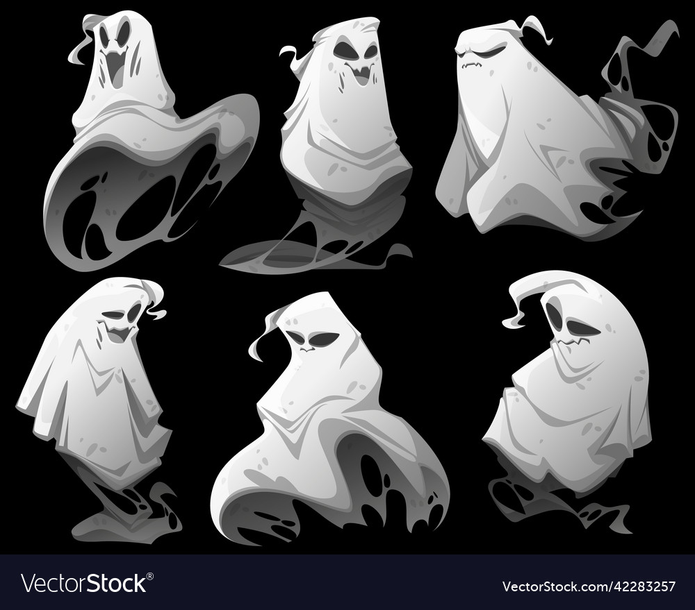 Spooky ghosts spirits scary halloween characters Vector Image